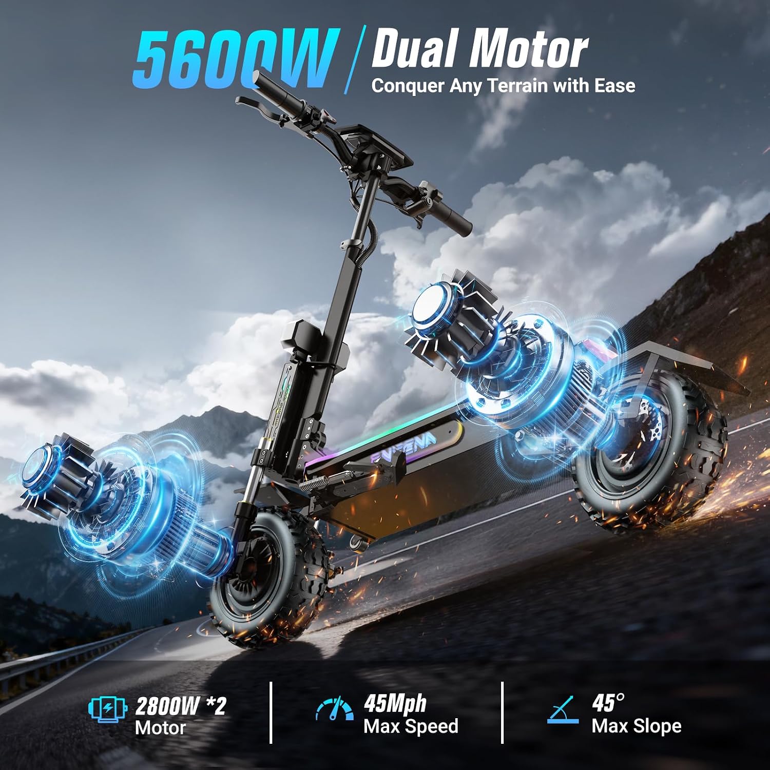 Электросамокаты GT7 для взросл – обзор и цена 60V 5600W Dual Motor Electric Scooter